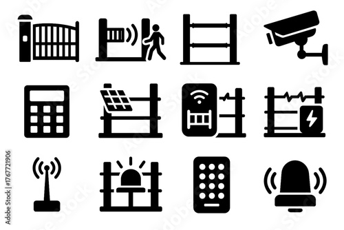 Transmitter module wireless unit fence smart device perimeter panel vector icon