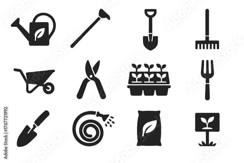 Farming seedling vector garden spade friendly hoe icon trowel hose pruning eco