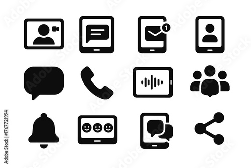 Call conference voice notification chat bell communication virtual icons icon button contact