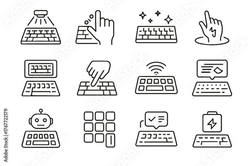 Assistant predictive typing text energy holographic function vector icons keyboard icon virtual