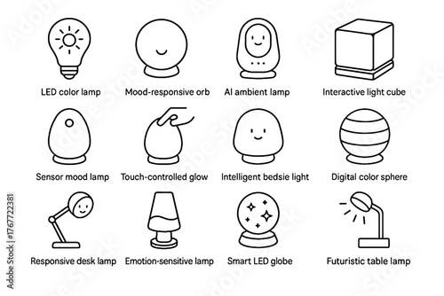 Digital icon sphere intelligent sensor color responsive smart vector lamps emotion lamp