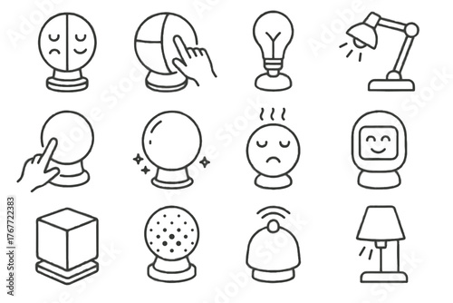 Icon smart lamp led vector bedside glow orb futuristic icons responsive sphere