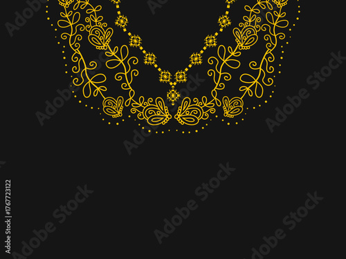 Floral neckline pattern. Geometric style. decoration, textile, fabric. natural botanical design.