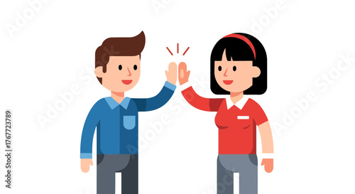 Achievement Celebration High Five, Two People Giving Each Other A High Five of Celebration