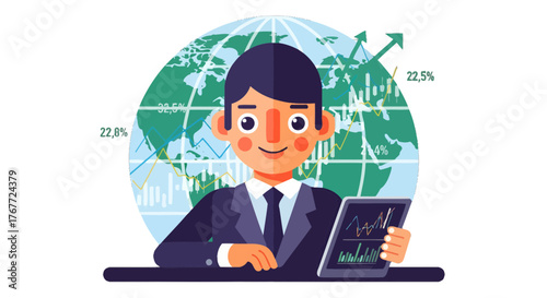 Analyst Assessing Global Investments on His Tablet to Maximize Financial Outcomes