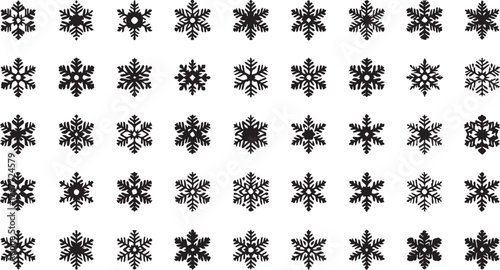 Huge Collection of Detailed Snowflake Silhouette Icons Winter Holiday and Christmas Symbols