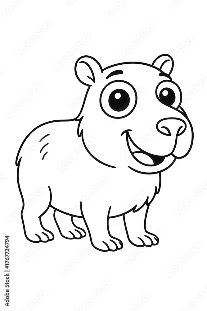 Fototapeta premium Coloring for children and adults, coloring of the animal world, capybara.