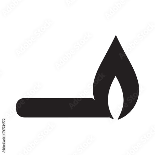 Ignited Essence: A simplified, minimalist emblem of a matchstick, its head ablaze with a stylized flame, symbolizing the potent concept of ignition.