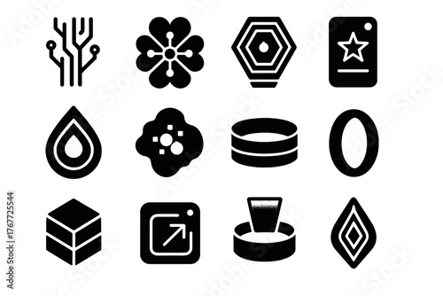 Tattoo glowing stylish icons mark icon ring vector futuristic customizable reality circuit