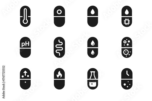 Chip sensor icon monitor capsule detector acidity vector edible stomach digestive