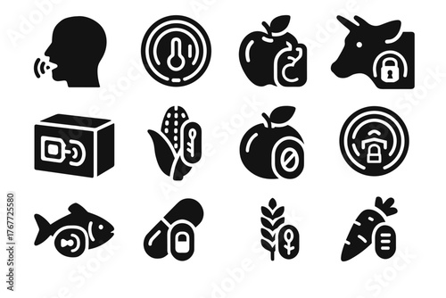 Data edible vector logging tracker freshness icon marker authenticity rfid smart chip