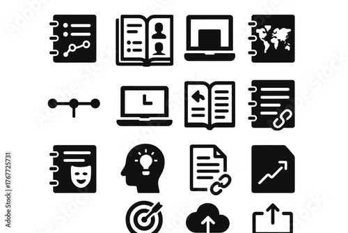 Icons idea world timeline vector creative prompts tracker tool icon templates character