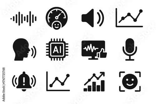 Prosody analysis analyzer ai pitch vector icon processor voice feedback sensor