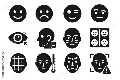 Meter cheek icons jaw intensity detection movement facial icon grid expression frown