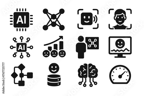 Input recognition sensor icon emotion vector ai neural brain analysis learning data