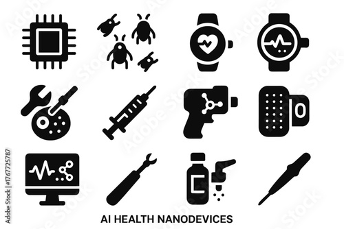 Nano cellular vector nanodevice health patch therapy diagnostic tool icon injector ai