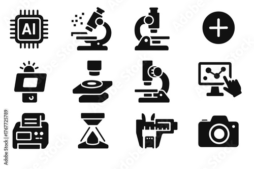 Module icon ai processing microscope vector interactive focus control specimen tool scanner