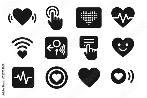 Love led rhythm pulse signal digital sensor icons connection vector tactile icon