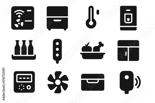 Icons freezer indicators vector module icon ai ice beverage led cooling smart