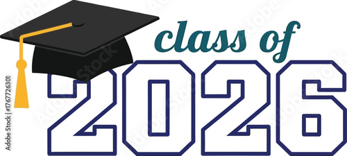 Class of 2026 graduation cap vector illustration scalable eps icon for educational celebration