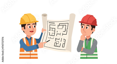 Architects Discuss Project Blueprint Plans And Share Ideas On A Clean Black Background