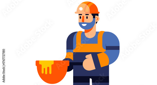 Architectural Design and Construction Worker with Fresh Paint on a Black Backdrop