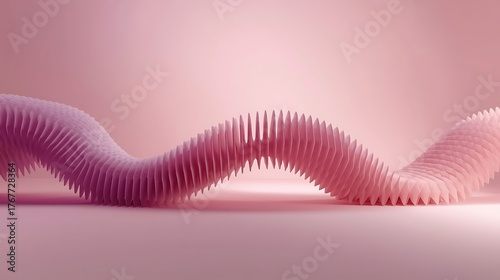 Wavy pink abstract background design featuring a spiraling industrial hose pattern