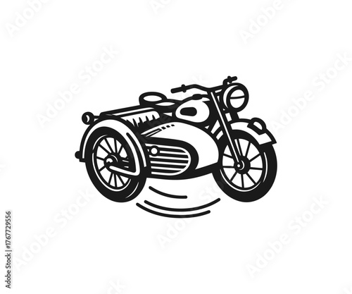 Illustration of a motorcycle with a sidecar view