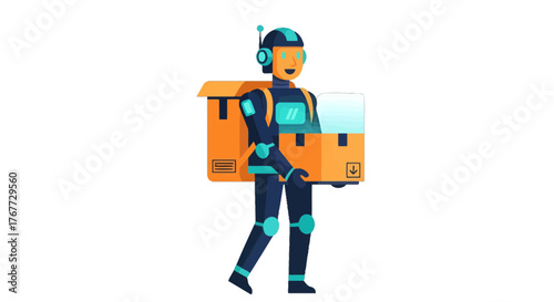Automated Logistics Delivery: A Futuristic Illustration of Robotic Courier Service