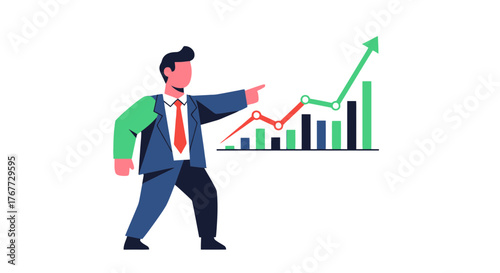 Business Analyst Illustrates Positive Trend Displayed On A Financial Growth Chart