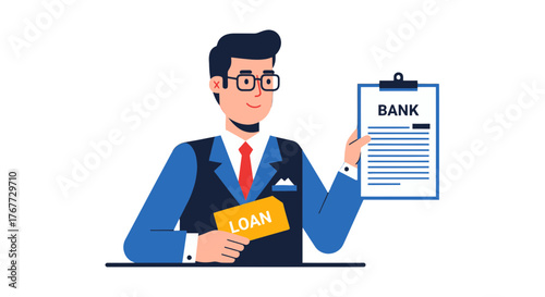 Banker Presenting Approval Document, Loan Concept, Financial Achievement, Business