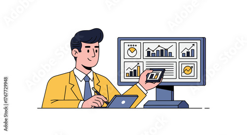 Business Analyst Working On Data Visualizations and Monitoring Financial Reports