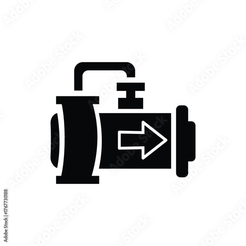 Modern industrial pump icon symbol for fluid transfer and flow machinery equipment
