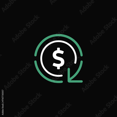 Financial cycle with dollar sign representing money flow and economic processes