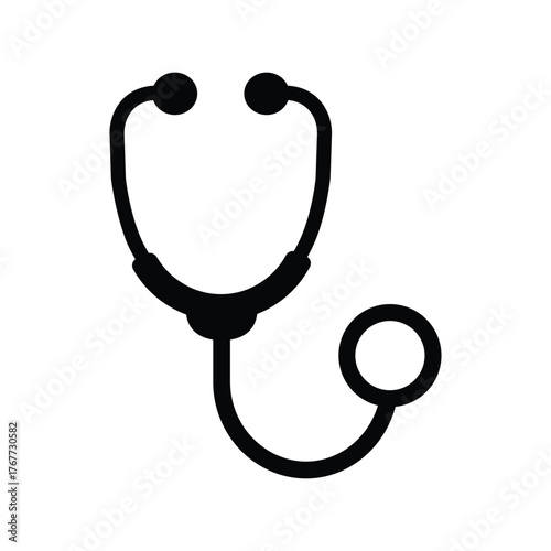 Simple black stethoscope icon minimalist medical healthcare symbol clean line art design for digital use