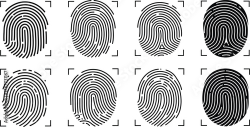 Fingerprint Identification Icons Set