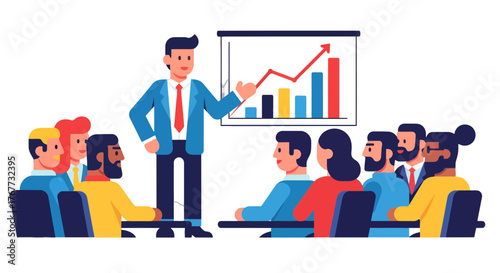 Business Presentation Depicting Data Analysis And Audience Interaction For Success Outcomes
