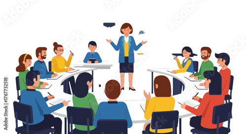 Business Leader Addressing the Team at a Conference Room Meeting Discussion