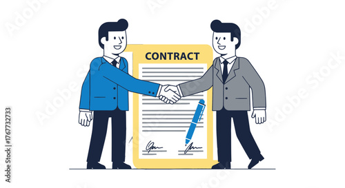 Business Partners Shake Hands Over a Legally Binding Contract Agreement Done Successfully