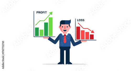 Business Performance Depicted With Profit and Loss Charts Held By A Professional