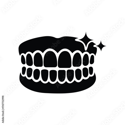 Sparkling clean teeth icon fresh smile dental care oral hygiene representation healthy mouth shiny white smile