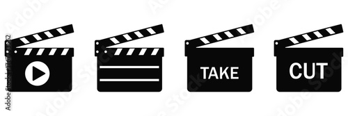 Set of Movie Clapperboard Icons – Vintage Film Slate Vector Collection for Cinema, Video,
 and Filmmaking Design Concepts