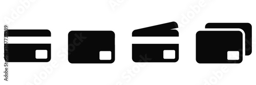 Credit Card Icon Set – Payment, Banking, and Finance Vector Symbols | Line and Glyph Style
 Illustration