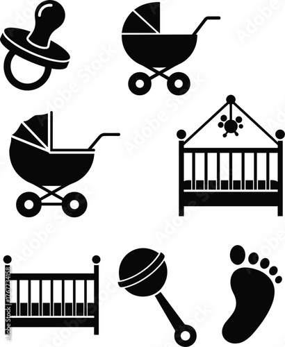 Baby Silhouette Icon Set – Bold Infant and Newborn Symbols.