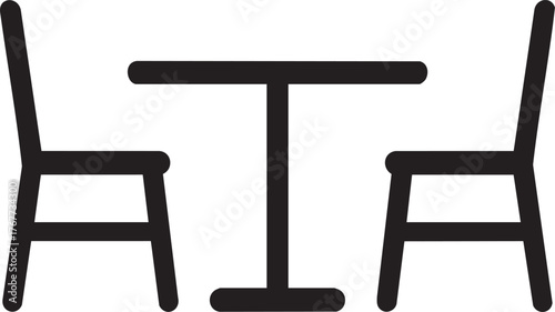Chair and table silhouette vector illustration — modern furniture design for cafe, restaurant, and home interior
