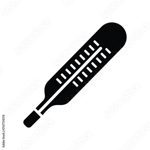 Simple silhouette icon of a mercury thermometer showing temperature measurement and health check