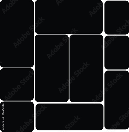 Black and White Photo Collage Template for Designers and Digital Artists Modern Geometric Design With Rounded Corners and Clean Lines