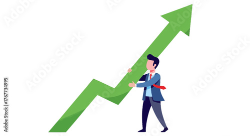 Businessman Propels The Positive Growth of Financial Performance With Increasing Graph