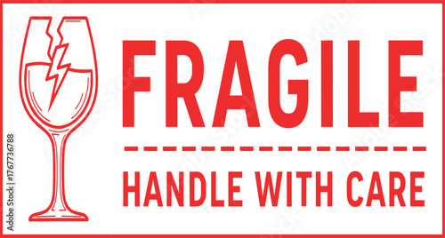 Graphic warning label emphasizing the need for extreme caution and gentle handling of fragile items during transportation and delivery to ensure their safe arrival
