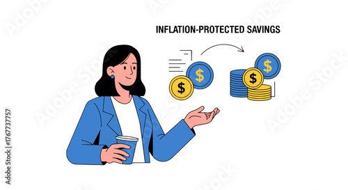 Businesswoman Contemplating Financial Decisions, Holding Coffee And Symbolizing Income Prosperity